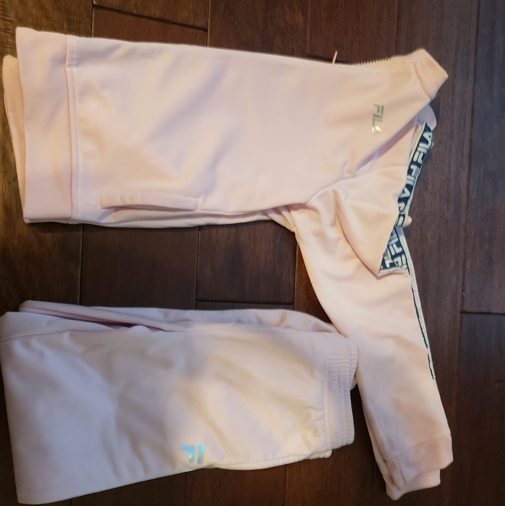 Girls Pink Fila Tracksuit